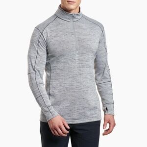 Kuhl Mens Alloy Heather Cloud Gray Long Sleeve Quarter Zip Mock Neck Size XL